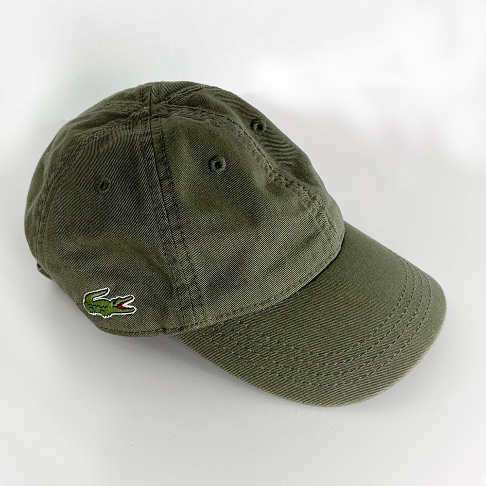 Lacoste boys olive twill baseball cap size 6-9 years old with adjustable clasp